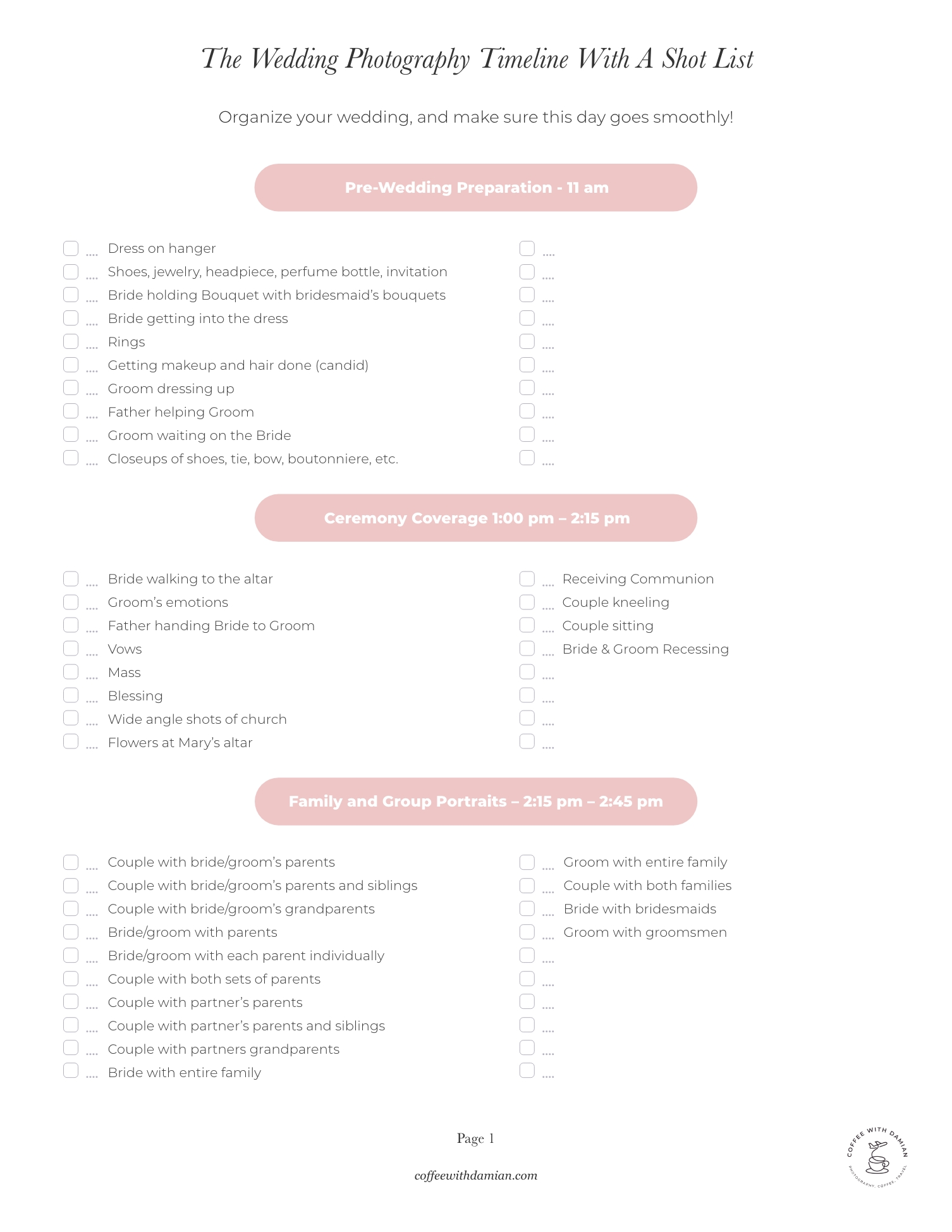 The Ultimate Wedding Photography Timeline (Free PDF) | 2024